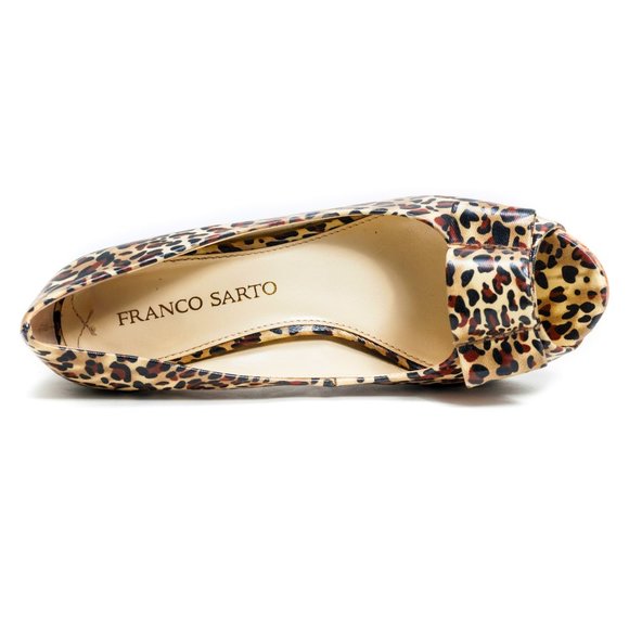 sExY!! ~FRANCO SARTO~ "Vice" Animal Print & Cork Peep-Toe High Heels, 7.5 - Picture 5 of 5